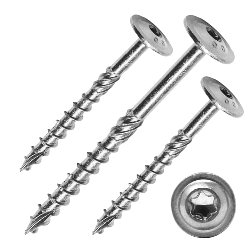 Tellerkopfschrauben mit Torx-Antrieb (TX) | galv. verzinkt | verstärkter Kopf + Reibschaft + Cut-Spitze | mit ETA-Zulassung | Holzbauschrauben | Konstruktionsschrauben (10 x 180 mm, 100 Stück) von DSM-Verbindungstechnik