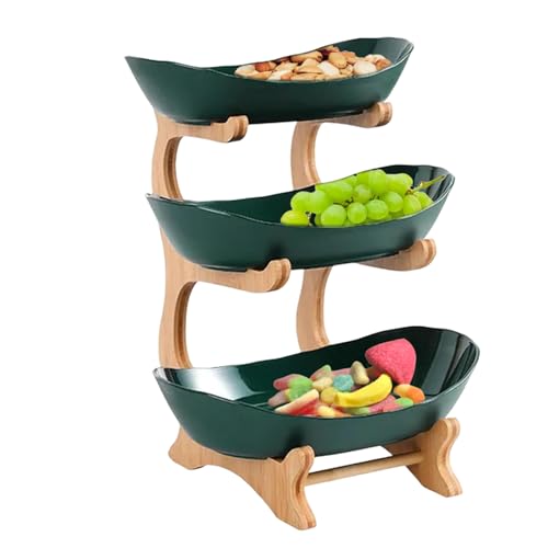 DSOPV Obstschale, 3-stöckiges Obst-Serviertablett Set mit Schalen, Obstschale für Küchentheke, große Kapazität, Lebensmittel-Display-Ständer für Kuchen, Süßigkeiten, Obst, Gemüse (B) von DSOPV