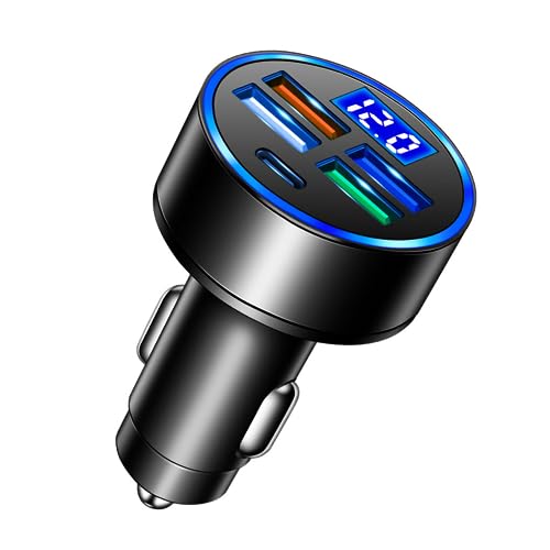DSOUWEH Auto Ladeadapter aus Aluminiumlegierung, digitaler Antiflaming Ersatz, USB Voltmeter Adapter, Steckdosen Zubehör von DSOUWEH