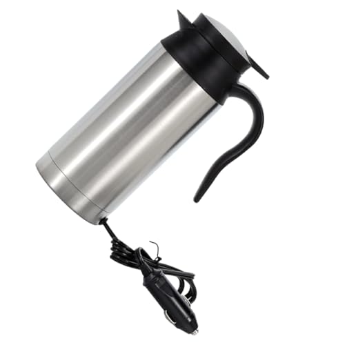 DSOUWEH Elektrischer Heizbecher, Wasserkocher, leicht zu verschließender Deckel, nicht verformbarer Dichtungsring, Edelstahl, Edelstahl Kesselbus, 24 V, 750 ml von DSOUWEH
