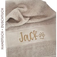 Handtuch Mit Namen Und Pfote Bestickt/Duschtuch Personalisiert Hundehandtuch von DSPrintDesigns