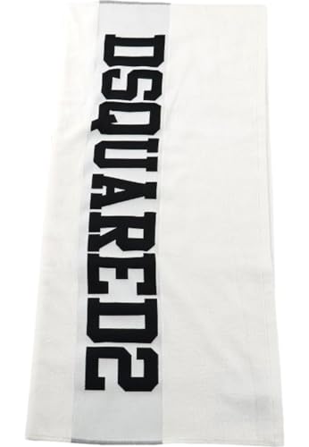 DSQUARED2 Strandtuch Herren Damen Weiß Logo Jacquard Schwarz Uni von DSQUARED2