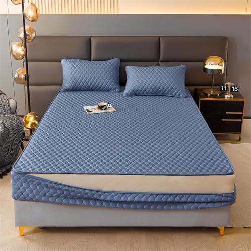 DSSHENGDS Anpassbare Reißverschluss Encasing Matratzenschutz ，Atmungsaktiver Weiche，Gesteppt Waschbarer Matratzentopper，Matratzenschutz staubdicht-Blue- 90x190+18cm von DSSHENGDS