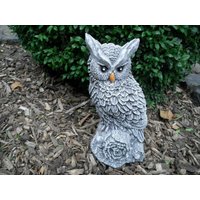 Steinfigur Eule/Kautz | Tolle Struktur Frostfest Steinguss Wetterfest Garten von DSSteinfigurenshop