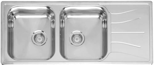 DSTOCK60 - Doppelspüle mit Abtropffläche, 1160 x 500 mm, aus Edelstahl, kompatibel mit Reginox Diplomat 30 Eco – 8712465021293 von DSTOCK60