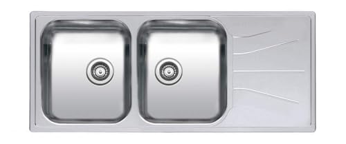 DSTOCK60 - Doppelspüle mit Abtropffläche, 1160 x 500 mm, aus Edelstahl, kompatibel mit Reginox Diplomat 30 Luxe – 3701431348309 von DSTOCK60
