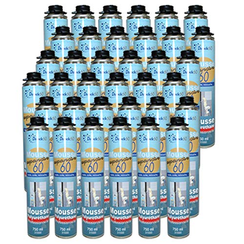DSTOCK60 - Set mit 36 Stück – Bauschaum/Montageschaum 750 ml – Professioneller Schaumstoff aus Polyurethan – isolierend - für innen und außen - ohne Applikationspistole von DSTOCK60