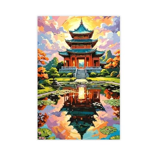 Poster auf Leinwand, Motiv: Asiatischer Tempel, Wandkunst, Dekordruck, Gemälde für Wohnzimmer, Schlafzimmer, Dekoration, 30 x 45 cm Poster auf Leinwand, Motiv: Asiatischer Tempel, Wandkunst, Dekordruck, Gemälde für Wohnzimmer, Schlafzimmer, Dekoration, 30 x 45 cm von DSTRJ