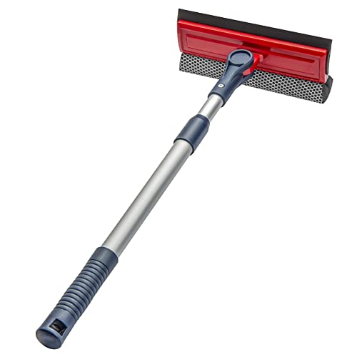 DSV Standard Professioneller Fensterabzieher | 2-in-1 Fensterreiniger-Schwamm und weicher Gummistreifen mit Teleskop-Verlängerungsstange 70 cm | verstellbar aus mehreren Winkeln von DSV Standard