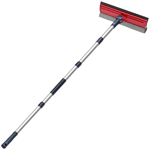 DSV Standard Professioneller Fensterwischer 2in1 Fensterreiniger Schwamm und weicher Gummistreifen mit TeleskopVerlängerungsstange 1275 cm & 127 cm verstellbar zur Reinigung aus mehreren Winkeln von DSV Standard