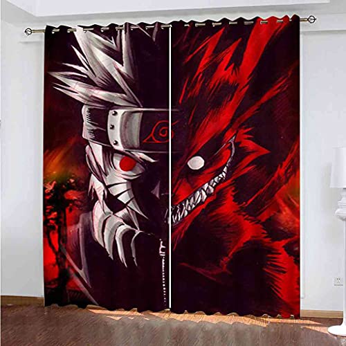 DSVNNZ 3D Kinderzimmer Verdunkelungsvorhänge Roter Anime-Charakter mit Ösen Polyester Schallschutz Vorhang Geeignet Für Wohnzimmer Schlafzimmer Badezimmer Gardinen 2 Stück B70 x H160 cm von DSVNNZ