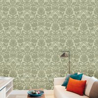 Beflockte Damast Texturierte Champagner Beige Gold Metallic Beflockung Samt Tapete von DSVinteriors