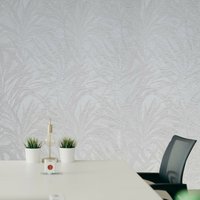 Floral Elfenbein Off White Creme Palme Blätter Zweige Strukturierte Tapetenrollen von DSVinteriors