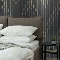 Herringbone Zick Zack Linien Chevron Schwarz Bronze Metallic Strukturierte Tapeten Rollen von DSVinteriors