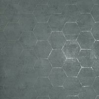 Hexagon Linie Strukturierte Grau Silber Metallic Faux Beton Tapete von DSVinteriors