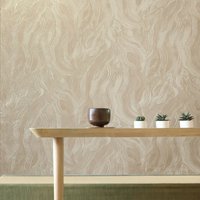 Modern Rose Tan Creme Strukturierte Einfarbig Gewellt Kunstputz Moderne Welle Tapete 3D von DSVinteriors