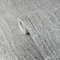 Schwarz Silber Grau Linien Terra Mica Naturstein Tapete Uni Mit Glitzereffekt von DSVinteriors