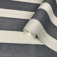 Tapete Gestreift Blau Silber Metallic Strukturiert Beflockung Samt Flock Streifen 3D von DSVinteriors