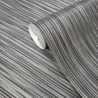 Vliestapete Anthrazit Schwarz Silber Metallic Struktur Webstoff Bambus 3D von DSVinteriors