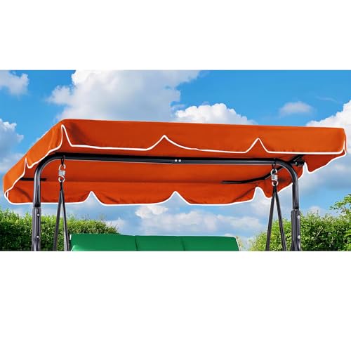Hollywoodschaukel Dachbezug Wasserdicht,Hollywood Swing Ersatzdach mit Klettverschluss, Gartenschaukel Dach mit 4 Verstellbare Tunnel (Orange) von DSWCKNVK