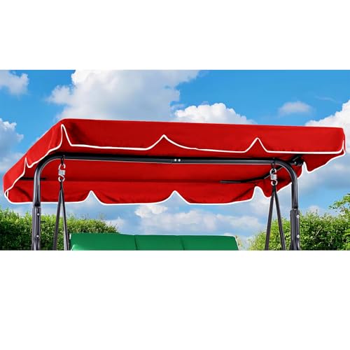 Hollywoodschaukel Dachbezug Wasserdicht,Hollywood Swing Ersatzdach mit Klettverschluss, Gartenschaukel Dach mit 4 Verstellbare Tunnel (Rot) von DSWCKNVK
