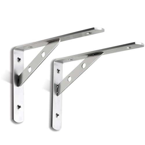 2 Stück Edelstahl-Dreieckshalterung Wandmontage Regalträger 4mm dick,Regalhalterung Halterung Tablarträger Rechte Fachboden-Träger für Tischplatten Klapptisch Wandtisch (210mm×350mm) von DSWZLQDXB