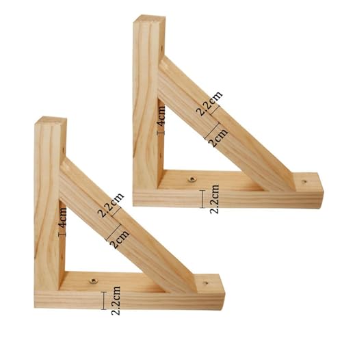 2 Stück Holz-Regalhalterung Holzkonsole Wand-Winkel Regalträger massivem Naturholz Dreieck Wandkonsole Schwebende,Trennwand Tablarträger Halterung für Regale in Küche,Bücherregal (15cm) von DSWZLQDXB