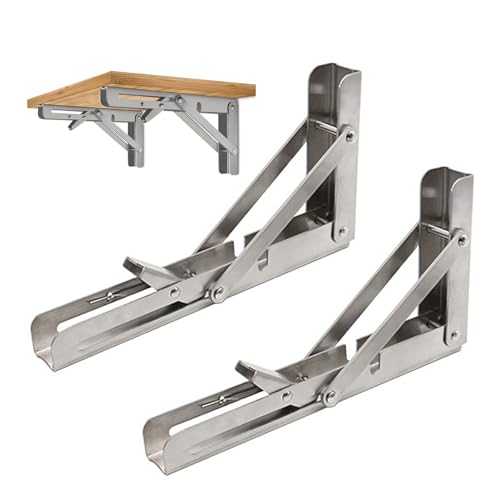 2 Stück Klappkonsolen Schwerlast Rostfreier Stahl,Regalträger Klappbar Regal Halterung Wandkonsole Trennwand Tablarträger Klappschanier,für Tischplatten Klapptisch Wandtisch (15cm,Stainless steel) von DSWZLQDXB