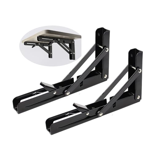 2 Stück Klappkonsolen Schwerlast Rostfreier Stahl,Regalträger Klappbar Regal Halterung Wandkonsole Trennwand Tablarträger Klappschanier,für Tischplatten Klapptisch Wandtisch (40cm,Black) von DSWZLQDXB