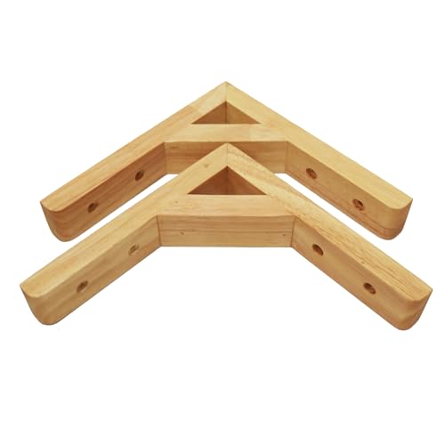 2 Stück Massivholz Regalhalterung Holzkonsole Wand-Winkel Regalträger Dreieck Wandkonsole Schwebende,Trennwand Tablarträger Halterung für Bücherregal,Mit Schrauben und Expansionsrohr (22cm) von DSWZLQDXB