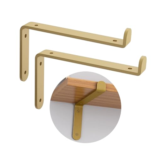 2 Stück Regalträger Gold,Wandmontage Rechtwinklig Metallischshalterung Regalhalterung Hängeregal für Regalböden Tablarträger Rechte für Dekoration Kabinett Möbel in Küche (80mm×100mm) von DSWZLQDXB