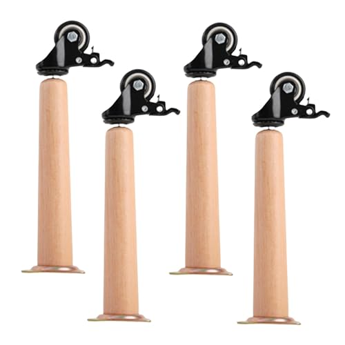 4 Stück Möbelbeine Aus Holz Runde Form Möbelfüße Holz mit Rollen mit Bremsen Tischbeine Massivholz Möbelfüsse Ersatz Möbelbeine Sofabeine für Sofa Schrank und Bett (15CM,straight cone) von DSWZLQDXB