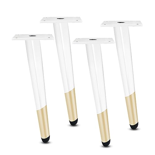 4 Stück Möbelfüße Eisen weiß Gold Möbelfüsse Konisch Schräg Möbelbeine Metall Füße für Möbel für Kaffeetisch Fernsehschrank Sofa Lehrstuhl Schrank Badezimmerschrank Ersatzkabinettfüße (17cm) von DSWZLQDXB