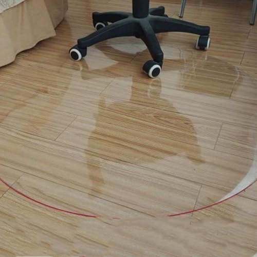 Bodenschutzmatte Runde Bürostuhl,Unterlegmatte Transparent Bürostuhlunterlage Klar Schreibtischstuhl rutschfest Schutzmatte PVC Bodenmatte Matte für Fußbodenschutz (2mm,65cm) von DSWZLQDXB