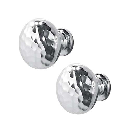 DSWZLQDXB 2 Stück Möbelgriffe Zinklegierung Schublade Türgriff Glänzendes Silber SchrankKnöpfe knäufe Ziehgriffe für Kleiderschrank,Schlafzimmer,Kommode Kabinett (Single hole) von DSWZLQDXB