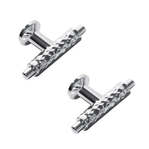 DSWZLQDXB 2 Stück Möbelgriffe Zinklegierung Schublade Türgriff Glänzendes Silber SchrankKnöpfe knäufe Ziehgriffe für Kleiderschrank,Schlafzimmer,Kommode Kabinett (T-single hole) von DSWZLQDXB