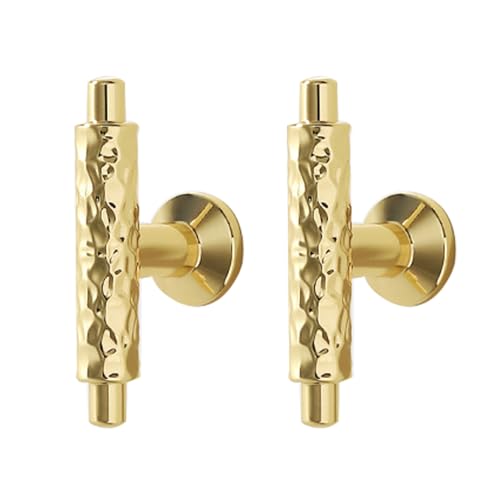 DSWZLQDXB 2 Stück SchrankKnöpfe knäufe Ziehgriffe Möbelgriffe Zinklegierung Weinschrankgriffe Schublade Türgriff für Kleiderschrank,Schlafzimmer,Kommode Kabinett (T-Single hole,gold) von DSWZLQDXB