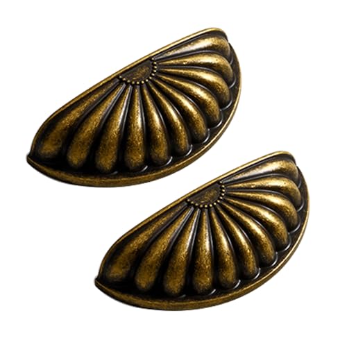 DSWZLQDXB 2 Stück Schubladenknöpfe Schale Halbmond Schrankgriff Unsichtbarkeit Schubladengriff Zinklegierung dekorative Tür Halbkreis für Schrank,Kleiderschrank,Bücherschrank (Antique bronze) von DSWZLQDXB