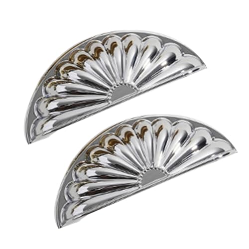 DSWZLQDXB 2 Stück Schubladenknöpfe Schale Halbmond Schrankgriff Unsichtbarkeit Schubladengriff Zinklegierung dekorative Tür Halbkreis für Schrank,Kleiderschrank,Bücherschrank (silver) von DSWZLQDXB