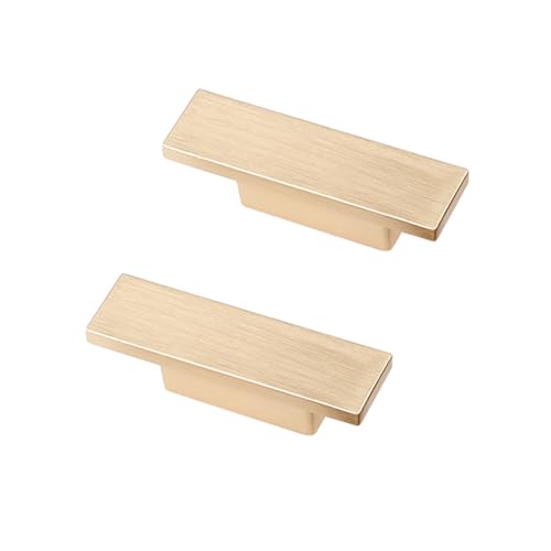 DSWZLQDXB 2 Stück Türgriff Küchenschrank Zink-Legierung Möbelgriffe Zugknöpfe Quadratischer flacher Handgriff Kommode Schubladengriff Küchenschrank Ziehgriffe Knauf (Hole distance 32mm,Gold) von DSWZLQDXB