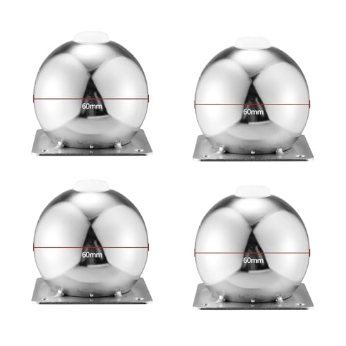 DSWZLQDXB 4 Stück Metall runde Kugel Sofafüße Möbelbeine Möbelfüße Tischbeine Möbelfüsse Ersatz Couchtischfüße für Schrank und Bett (10cm,Silver) von DSWZLQDXB