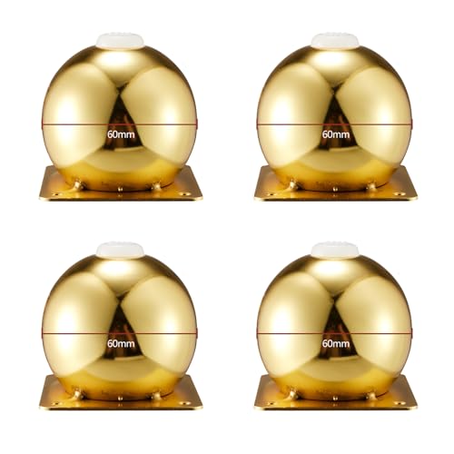 DSWZLQDXB 4 Stück Metall runde Kugel Sofafüße Möbelbeine Möbelfüße Tischbeine Möbelfüsse Ersatz Couchtischfüße für Schrank und Bett (6cm,Gold) von DSWZLQDXB