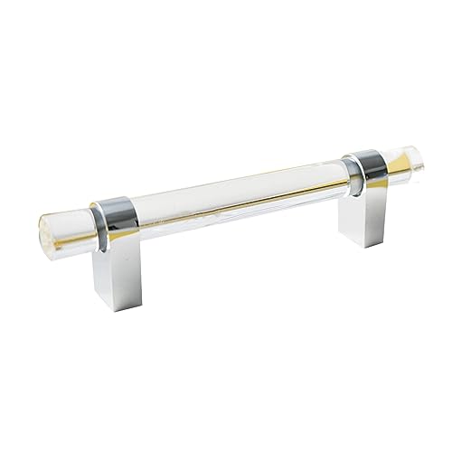Kleiderschrank Acryl-Messing knäufe,Möbelgriffe transparenter Helles Chrom,Henkel Schuhkartongriffe Schublade Türgriff Kristall für Glastür,Schrank-Zubehör (Hole distance 192mm) von DSWZLQDXB