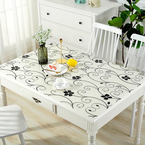 Tischfolie mit Blumen Bedruckt Dicke 1mm,Transparente Tischschutz Texture Blütenform,Schutzfolie abwischbar,PVC Tischdecken rutschfeste,Durchsichtige Schreibtisch,Tischmatte Ölbeständig (E,90x160cm) von DSWZLQDXB