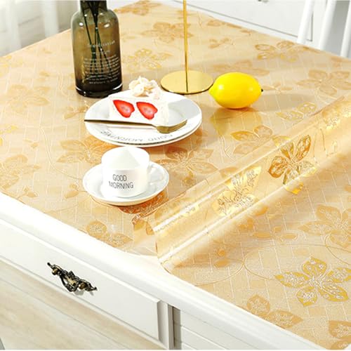 Tischschutz mit Blumen Bedruckt Dicke 1.5mm,Transparente Matt Tischfolie abwischbar,Gefrostet Tischdecken rutschfeste,Schreibtisch Ölbeständig,Tischmatte Durchsichtige Wasserdicht (D,70x110cm) von DSWZLQDXB
