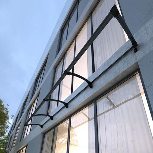 Vordach für haustür mit Regenrinne Fenstermarkise Markisen für Terrasse Pavillion Wallbox Überdachung Balkon aus Aluminium und Polycarbonat Pultbogenvordach Fenster (120×590cm) von DSWZLQDXB