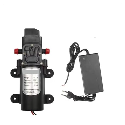 DC 12 V 60 W Mikro-Elektromembran-Wasserpumpe 5 L/min Hochdruck-Autowasch-Sprühwasserpumpe 0,8 MPa 5 L/min(C with adaptor) von DSXPZBGED