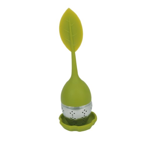 Generic ST-216 Stainless Steel Tea Infuser with lid, Green Silicone Leaf, Edelstahl, Grün, Style1 von DSYJ