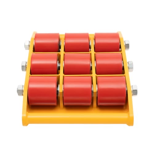 DSYOGX 15T Transportfahrwerk, 33069.34lbs Panzerrollen Schwerlastrollen Maschinentransport mit 9 Polyurethan-beschichtete Stahlwalzen Rollen, 37x26x9.5cm von DSYOGX
