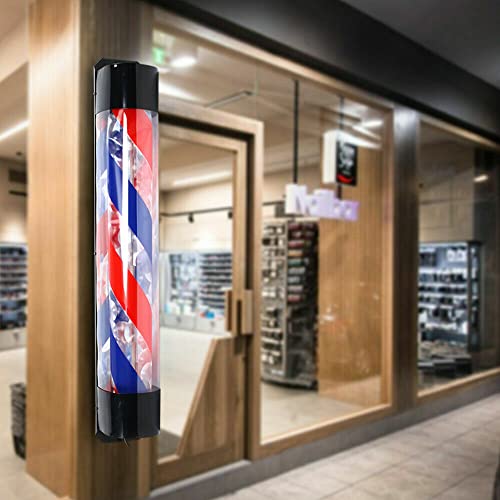 DSYOGX 36 Zoll Friseursalon Drehlicht Rot Blau Weiß Streifen Sign Lamp AC 222V 50Hz Friseurlampe 50 U/min 90CM LED Licht Barbierstab von DSYOGX